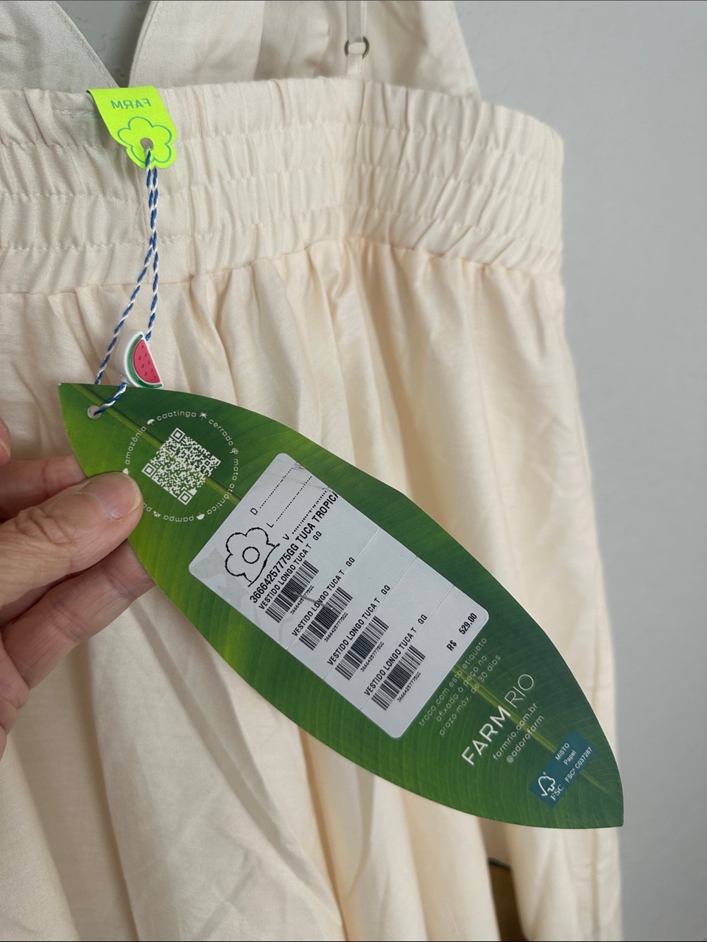 NEW FARM Rio Cream Toucan Maxi Dress Green Gold Tuca Exotic Tropical Resortwear - Picture 8 of 12